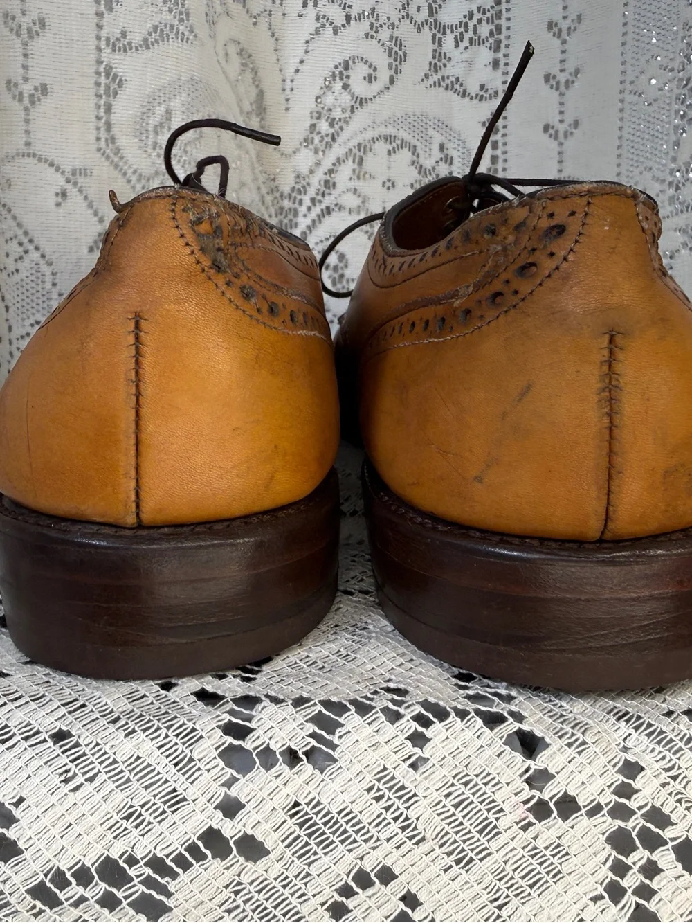 Allen Edmonds Cognac Brown Brogue Cap-Toe Oxfords